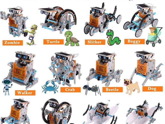 Solar Robot Toy 12-in-1 Educational Science Experiment kit DIY Building Toy Construction Engineering Set for Kids Age 8-12 Boys & Girls Birthday Christmas Gift,Solar Powered Toy-Grey