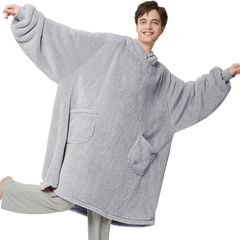 NEW SALE | Oversized Wearable Blanket Hoodie Men Women - Fluffy Fleece Hoodie Blanket for Adults, Warm Hooded Blanket as Gifts for Her, Grey, 107 x 90 cm