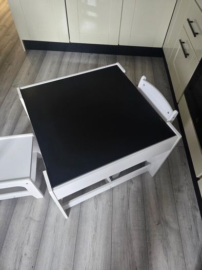 Kids Table and Chair Set, Wooden Activity Table with Storage Space and Boxes, Kids Play Table for Toddlers Art, Craft, Reading, Learning