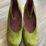 Green Suede Wedge Heels Made in Spain Size 37 Image 3