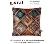Rio Geometric Cushion - Orange/Teal