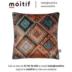 Rio Geometric Cushion - Orange/Teal