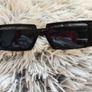 Rectangle Sunglasses Black Narrow Frame Image 7