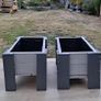 Premium Two-Tone Handcrafted Wooden Planter Set Image 2