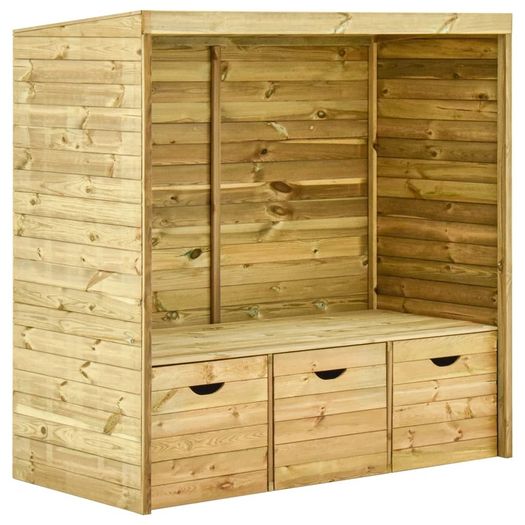 Garden Arbour Bench with 3 Drawers 170 cm Solid Pinewood
