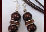 Stunning Silver Plated Earrings in Chocolate Brown