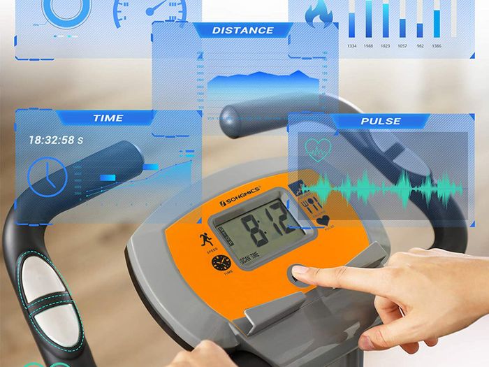 _X Bike, Exercise Bike, Fitness Bike, Foldable Fitness Bike, 8 Magnetic Resistance Settings, Floor Mat, Pulse Measurement, Mobile Phone Holder, Load Capacity 100 kg