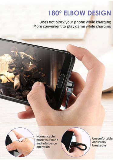 USLION 2M Micro USB QC 3.0-2.0 3A 180 Rotate+LED Cable Fast Charging & Data Sync Nylon Braided Cable (Brand New/Warranty)