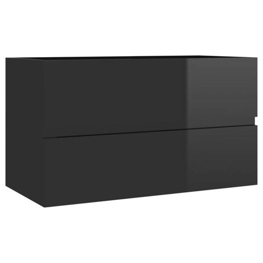 Sink Cabinet with Built-in Basin High Gloss Black Chipboard
