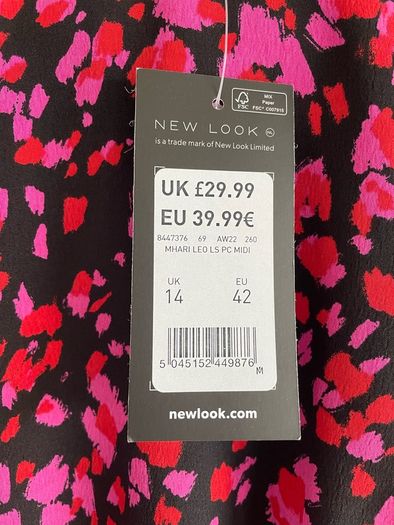 New Look floral mix midi dress size UK 14