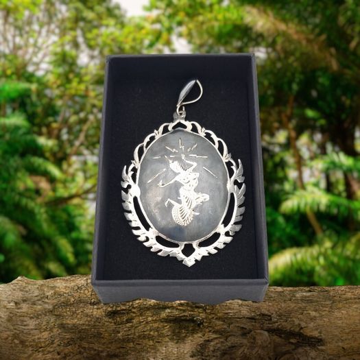 Vintage Sterling Silver Siam Niello Brooch Pendant