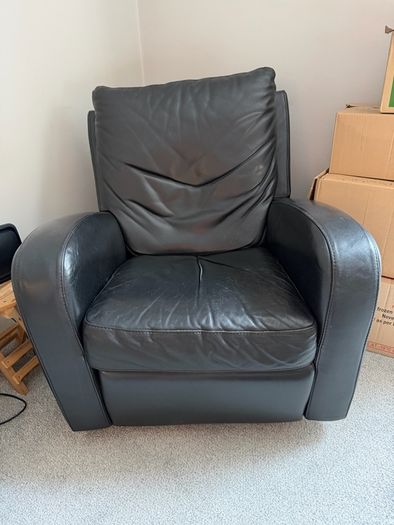 Lazy Boy Armchair - Black Faux leather