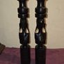 Pair of Ebony Wood African Candle holders Image 6