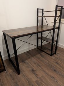 Industrial style desk with integrated shelving