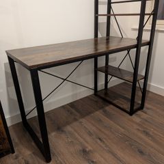 Industrial style desk with integrated shelving