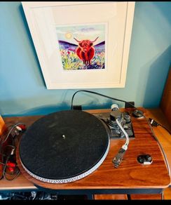 Steepletone wooden turntable, brand new needle, selling as speakers don't work anymore, i bought connectors, maybe i haven't cut the wires enough, everything else works fine, I'll supply the connectors so all it needs is speakers