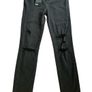 Paige Hoxton Ankle length Ripped Knee Distressed Straight Jeans in Washed Black 24 Image 6