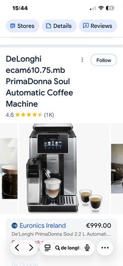 De Longhi Coffee Machine