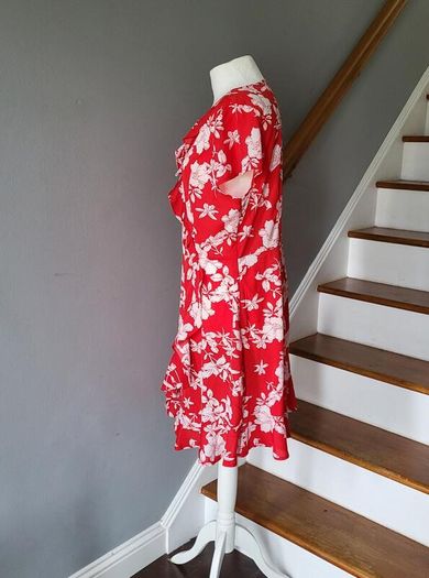 Quiz red & white dress, Size 16