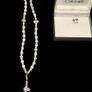 Vintage mother of pearl rosary beads necklace with pearl studs Image 2