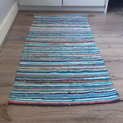 Cotton Chindi Rug Runner Multi Coloured Stripes Handmade Runner Floor Rag Rug Traditional Indian Carpet Mat for Hallways, Living Room  60cm x132 cm