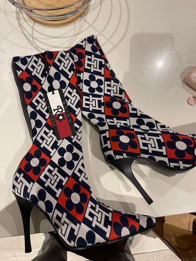 Tommy Hilfiger pointed block-monogram stiletto boots