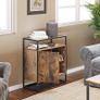 _Chest of drawers, kitchen cupboard, cupboard, console table with glass surface, living room, hallway, stable tempered glass, simple structure, industrial design, vintage, dark brown Image 3