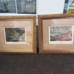 Set of two massive extra large framed Victorian prints