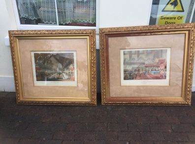 Set of two massive extra large framed Victorian prints