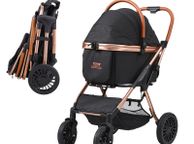 main image for ad Pet Stroller, 4 Wheels Dog Stroller Rotate with Brakes, 66 lbs Weight Capacity, Puppy Stroller with Detachable Carrier, Storage Basket and Pet Pad, for Small to Medium Sized Dogs, Black