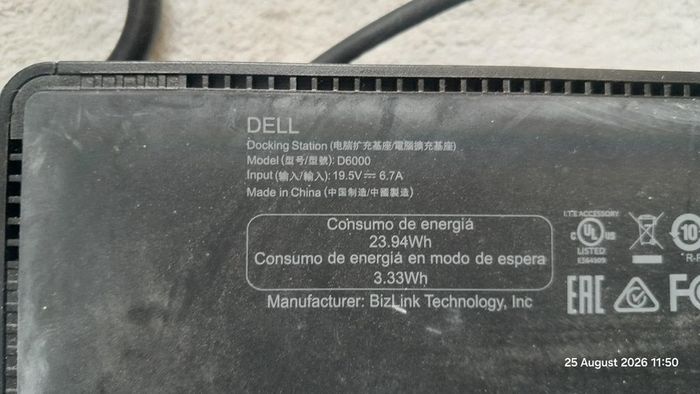 Dell D6000 USB-A USB-C Docking Station Monitor Dock 4K with 130W Adapter Power Supply PSU