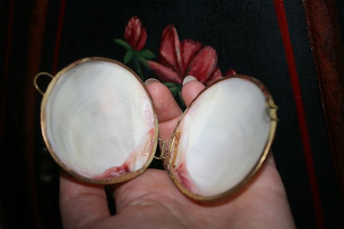 Vintage Genuine Clam Shell Compact Beautiful 2,4"