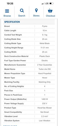 Electric Lawnmower Flymo Turbo Lite 260