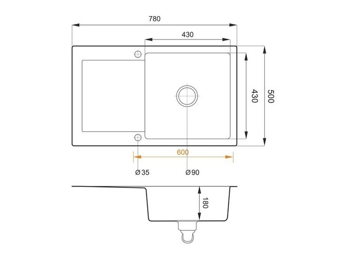 Granite Grpahite Sink 1Bowl Black