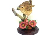Vintage Wren With Pansies Figurine By Country Artist Andrew MacCallum