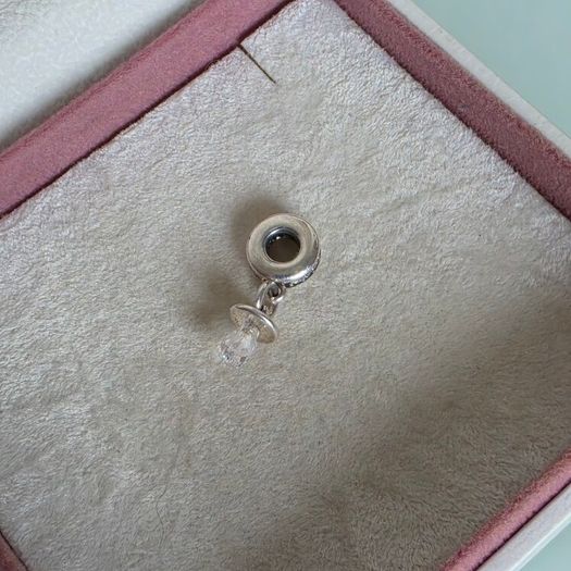 Pandora baby pacifier charm,sterling silver, cubic zirconia very good condition fully hallmarked