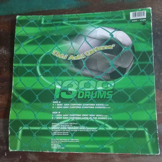 1996 vinyl release of the single "Ooh! Aah! Cantona" by 1300 Drums.