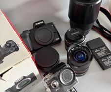 Canon EOS M50 Mark II + 15-45mm + Sigma 70-300mm + Fisheye + Batteries + Viltrox adapter + Apex 4K Camera