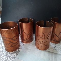 Four  Vintage Copper Napkin Rings