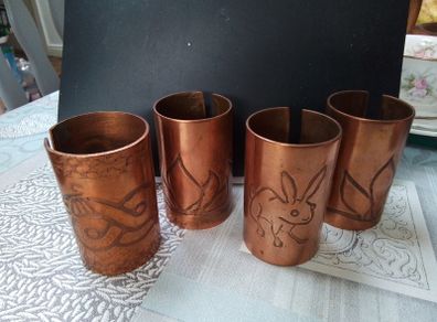 Four  Vintage Copper Napkin Rings