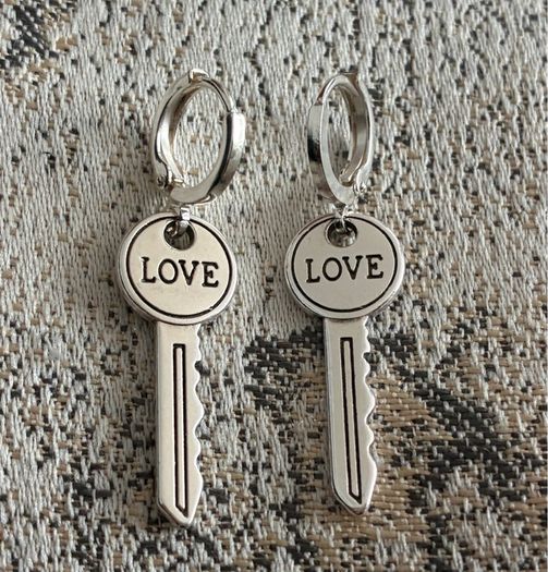 Silver Plated Key Earrings