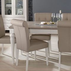 EZ living Beige Grey Leather Dining Chair (6)