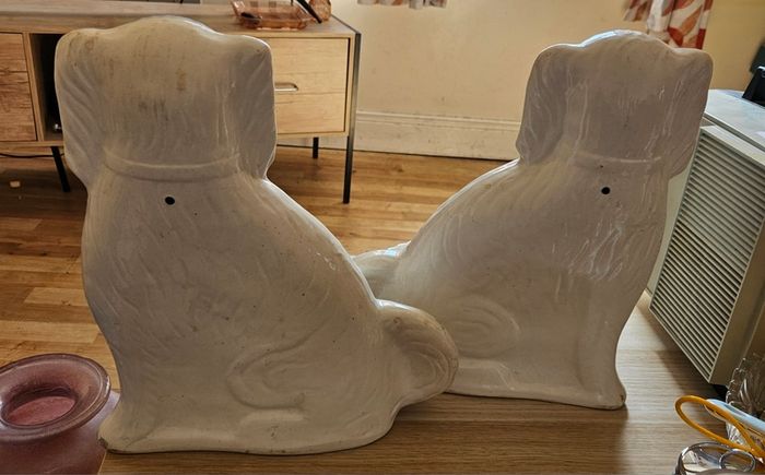 2 Large Staffordshire Style Spaniel Dog Ornaments
