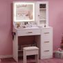 Dressing Table with Mirror and Stool: Vanity Desk with Mirror and Drawers - Makeup Desk with Jewellery Storage, Vanity Dressing Table with LED Lights, Brightness Adjustable, 3 Open Storage Areas Image 6