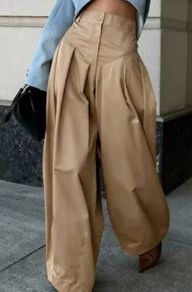DKNY Extra Wide palazzo trousers with pockets and emblem belt Sz 12UK Rrp 135 (New)