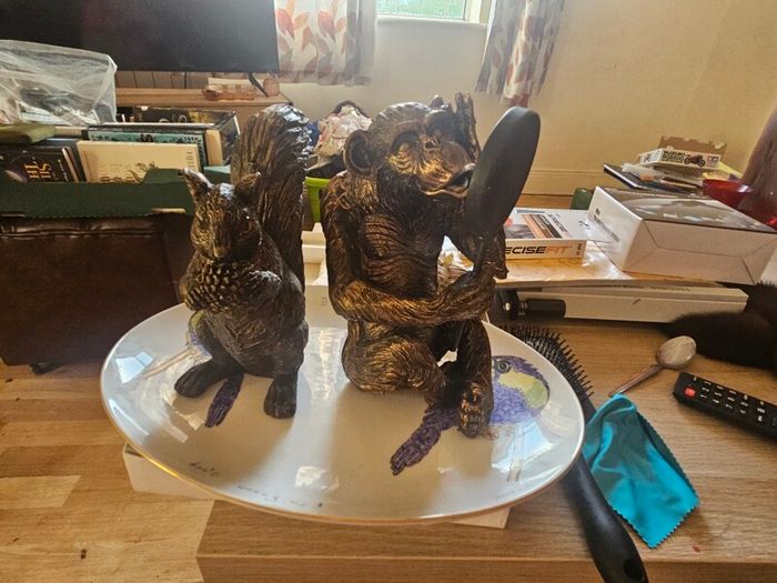 Monkey and Squirrel Bronze Effect Ornaments