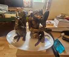 Monkey and Squirrel Bronze Effect Ornaments
