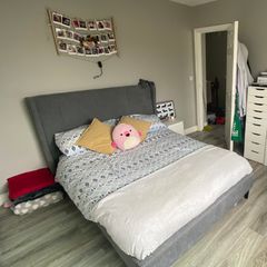 Double Grey Upholstered Bed Frame