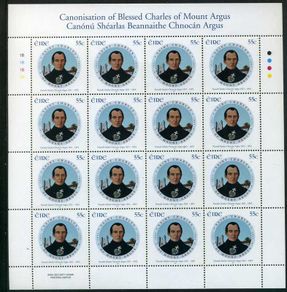 2007 Ireland Canonisation of Blessed Charles Commemorative Stamp Sheetlets Plate 1B1B1B1B Mint Never Hinged (MNH)