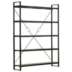 5-Tier Bookcase Black 140x30x180 cm Solid Mango Wood